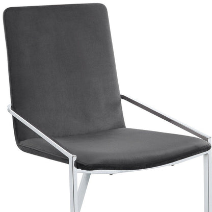 Set of Two Gray and Silver Upholstered Velvet And Metal Dining Side Chairs HomeRoots