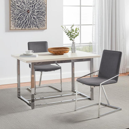 Set of Two Gray and Silver Upholstered Velvet And Metal Dining Side Chairs HomeRoots