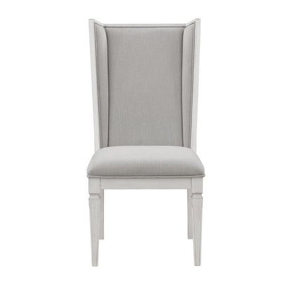 Set of Two Light Gray and White Linen Open Back Dining Side Chairs HomeRoots