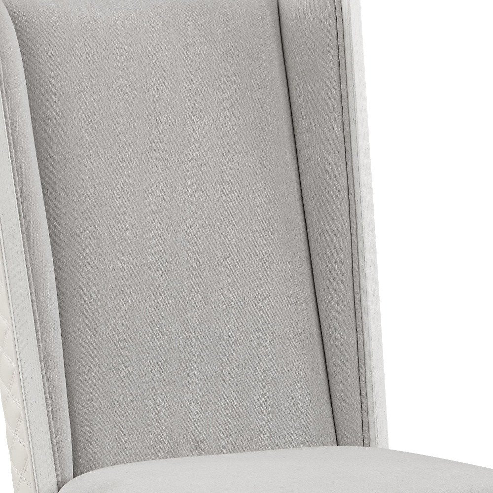 Set of Two Light Gray and White Linen Open Back Dining Side Chairs HomeRoots