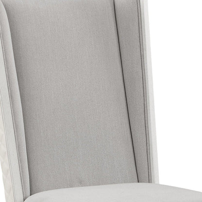 Set of Two Light Gray and White Linen Open Back Dining Side Chairs HomeRoots