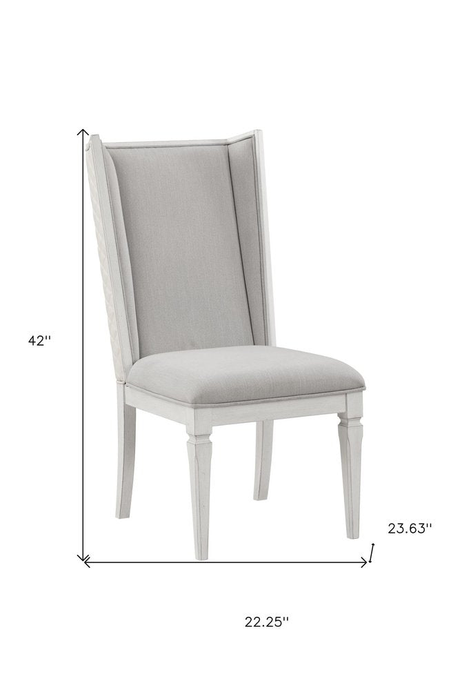 Set of Two Light Gray and White Linen Open Back Dining Side Chairs HomeRoots