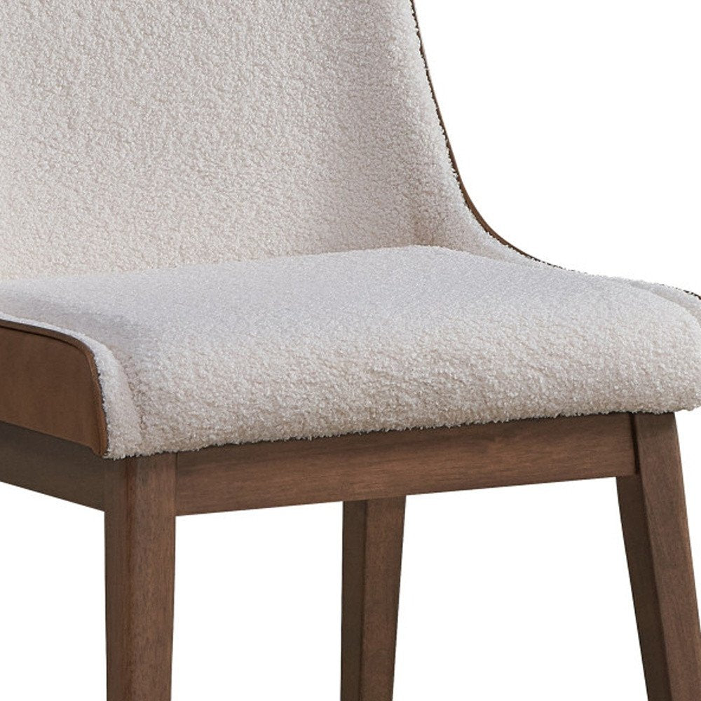 Set of Two White and Brown Velvet Dining Side Chairs HomeRoots