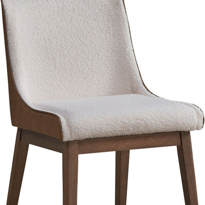 Set of Two White and Brown Velvet Dining Side Chairs HomeRoots