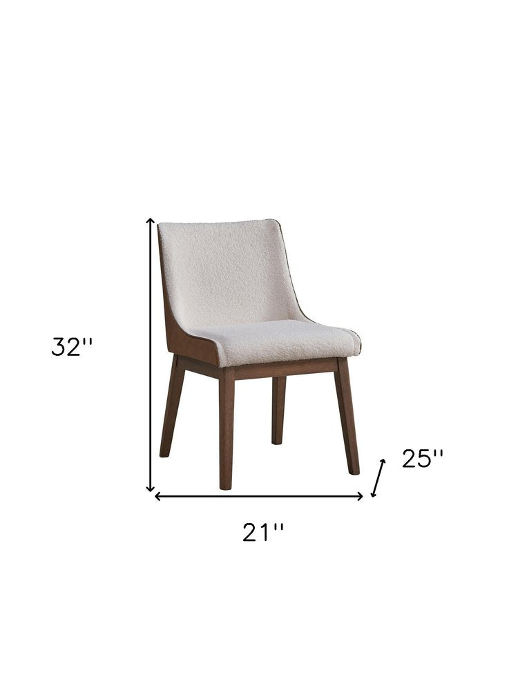 Set of Two White and Brown Velvet Dining Side Chairs HomeRoots
