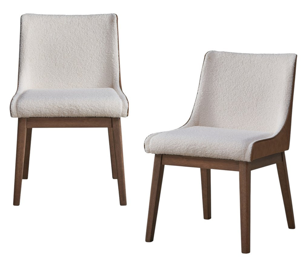 Set of Two White and Brown Velvet Dining Side Chairs HomeRoots
