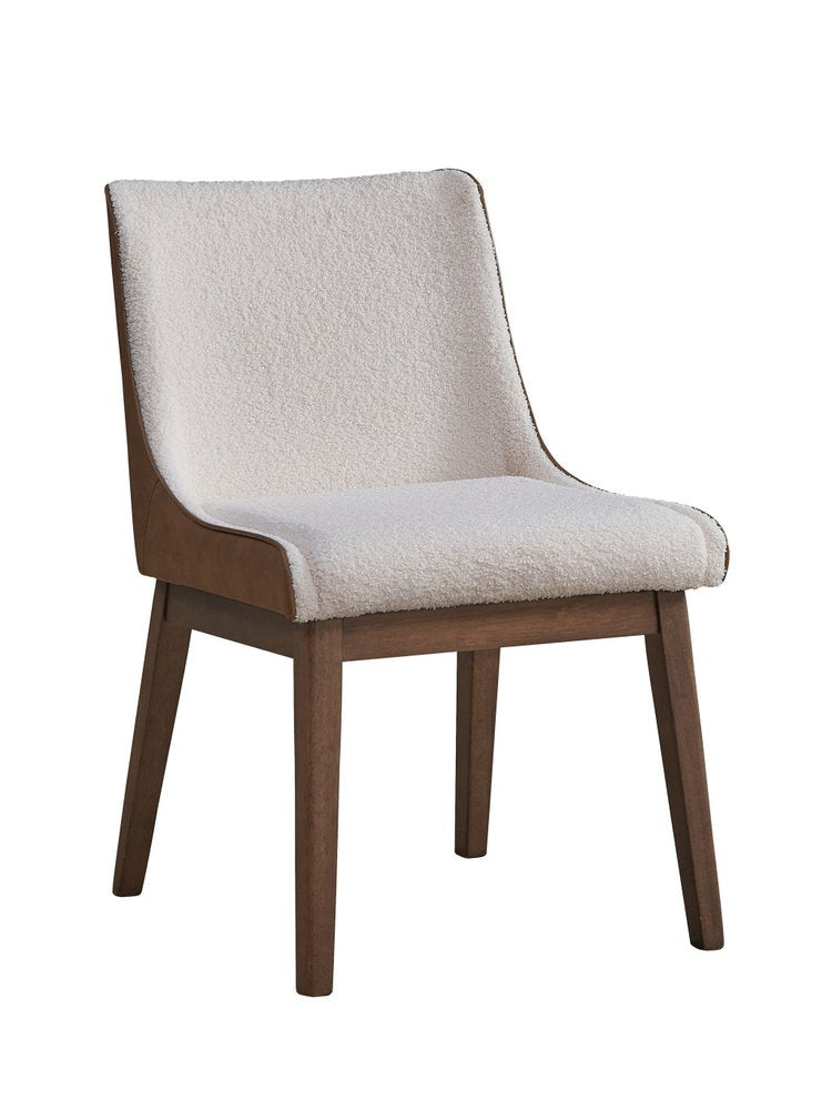 Set of Two White and Brown Velvet Dining Side Chairs HomeRoots