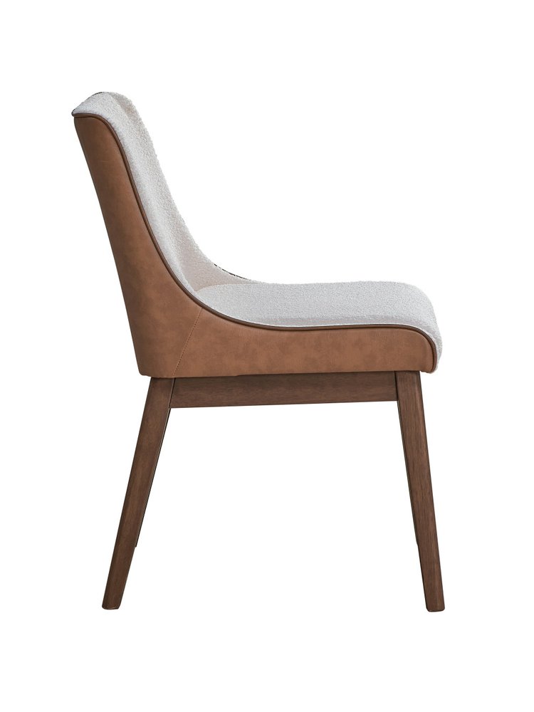 Set of Two White and Brown Velvet Dining Side Chairs HomeRoots