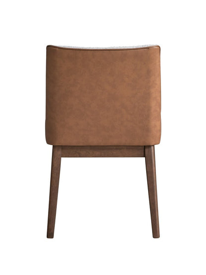 Set of Two White and Brown Velvet Dining Side Chairs HomeRoots