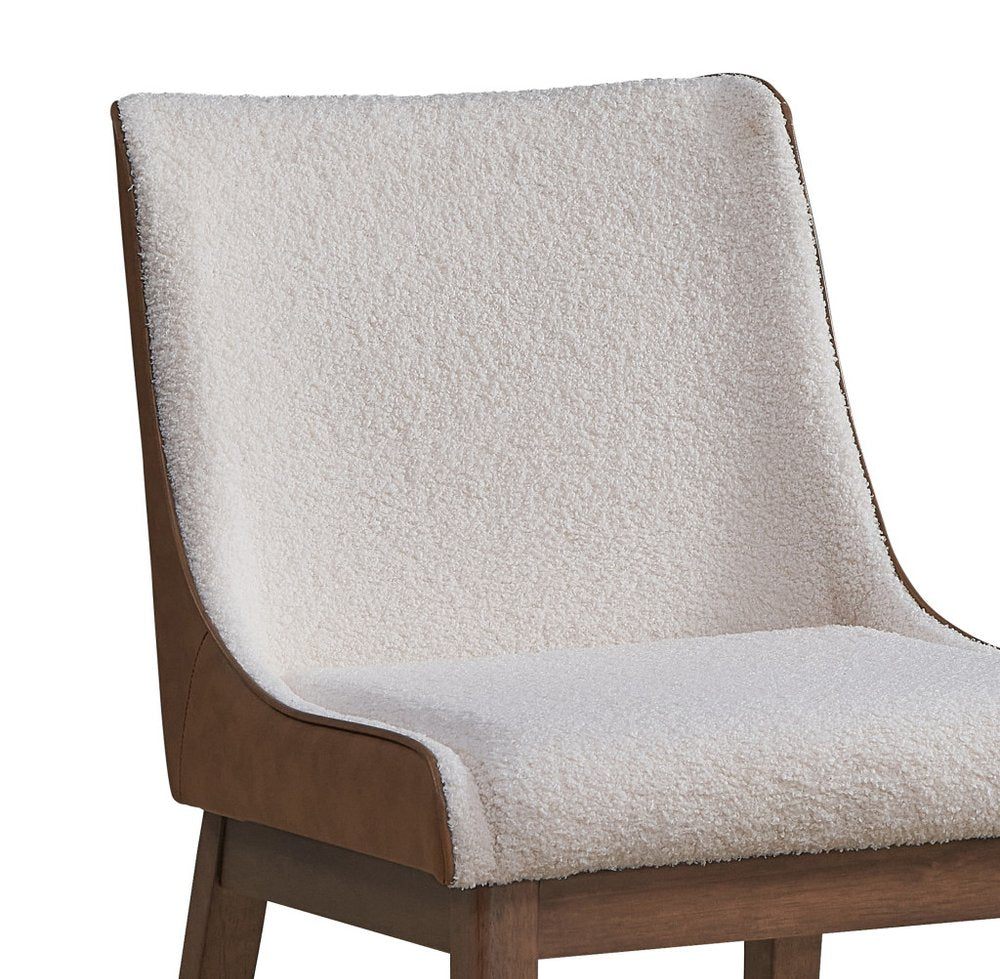 Set of Two White and Brown Velvet Dining Side Chairs HomeRoots