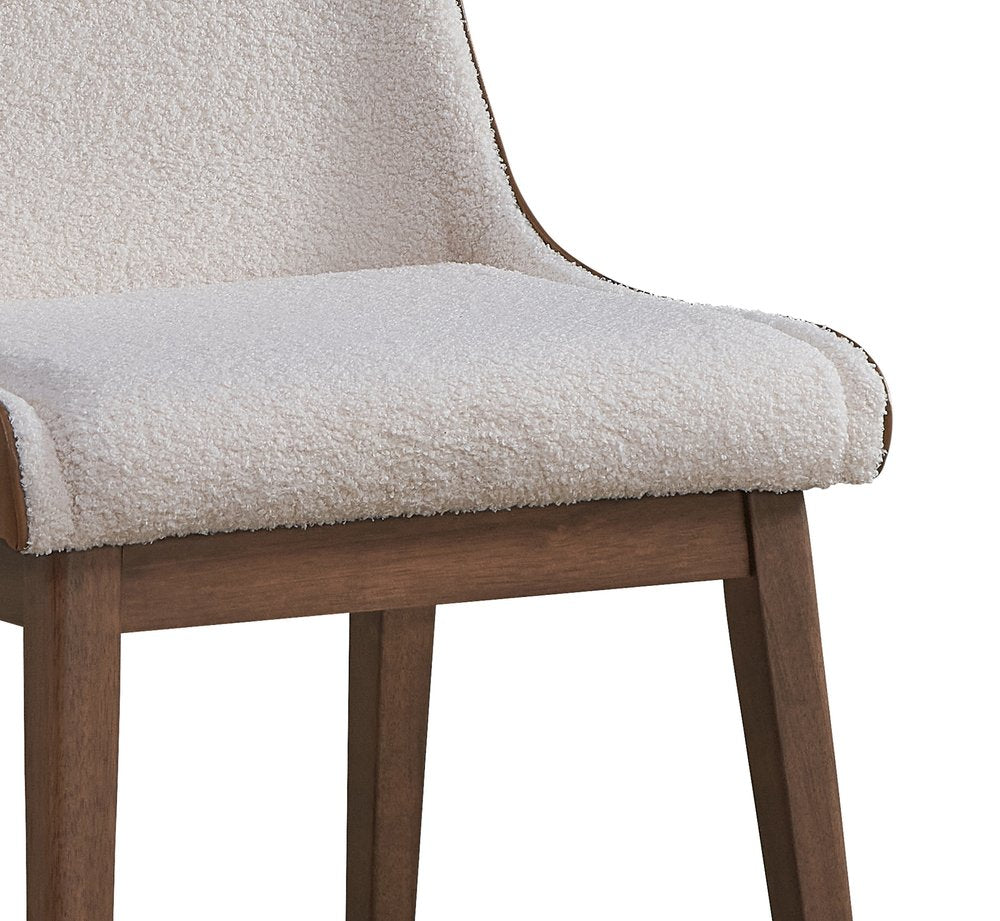 Set of Two White and Brown Velvet Dining Side Chairs HomeRoots