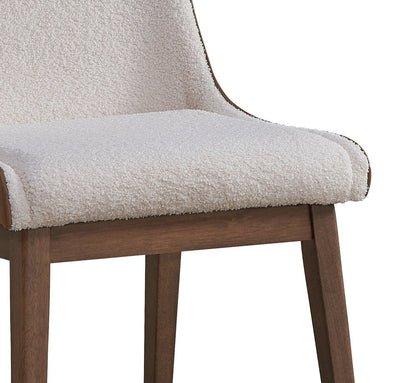 Set of Two White and Brown Velvet Dining Side Chairs HomeRoots