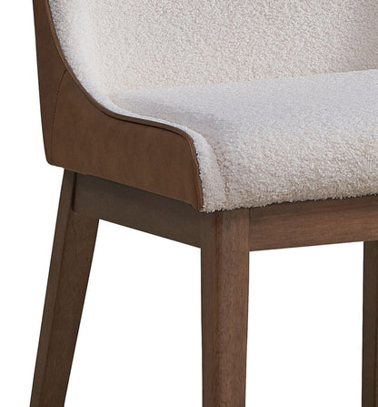 Set of Two White and Brown Velvet Dining Side Chairs HomeRoots