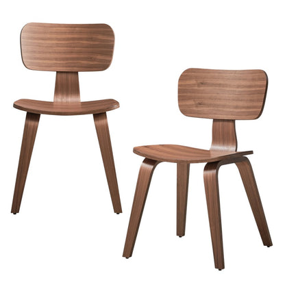 Set of Two Oak and Brown Solid Wood Open Back Dining Side Chairs HomeRoots