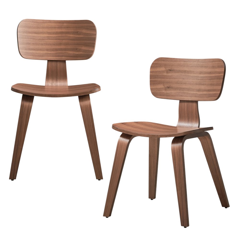 Set of Two Oak and Brown Solid Wood Open Back Dining Side Chairs HomeRoots