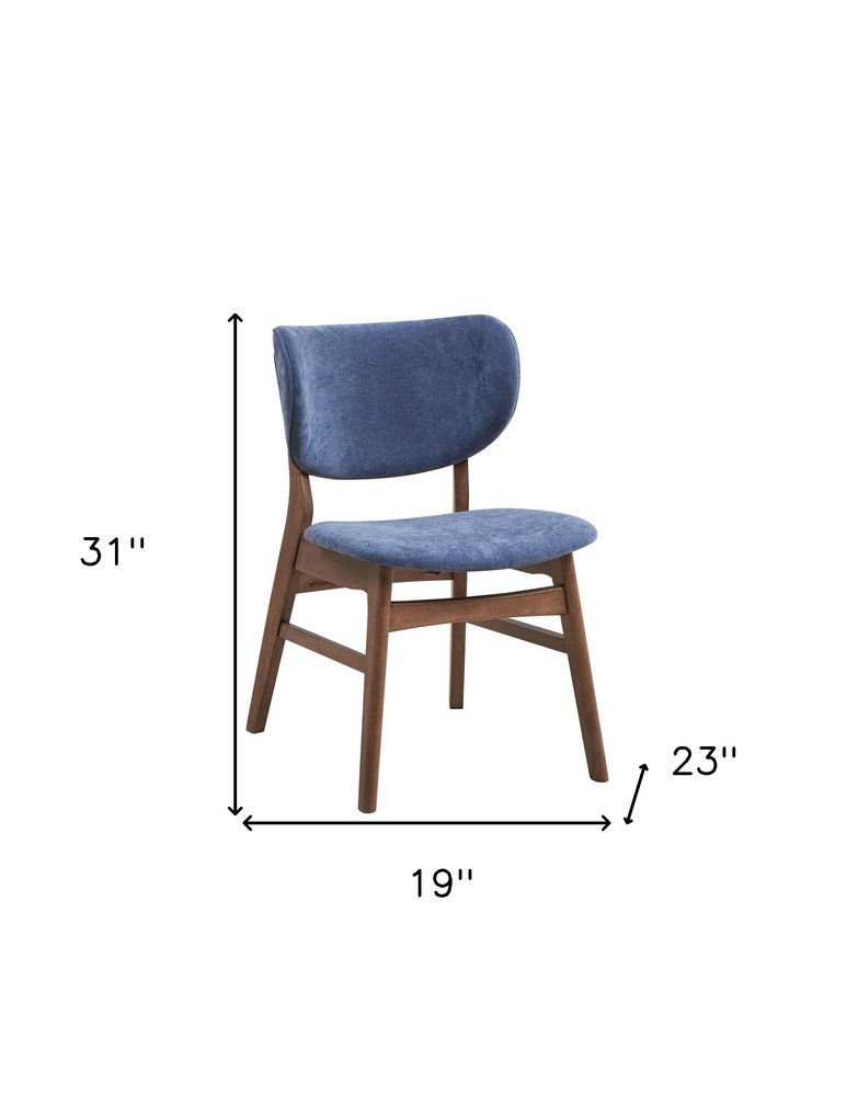 Set of Two Blue and Brown Fabric Open Back Dining Side Chairs HomeRoots
