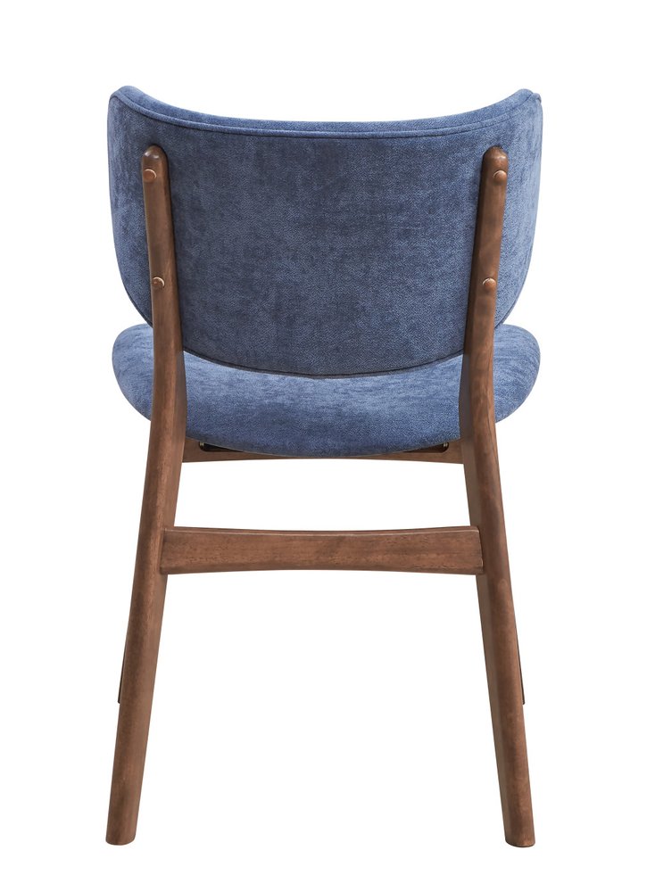 Set of Two Blue and Brown Fabric Open Back Dining Side Chairs HomeRoots