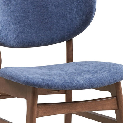 Set of Two Blue and Brown Fabric Open Back Dining Side Chairs HomeRoots