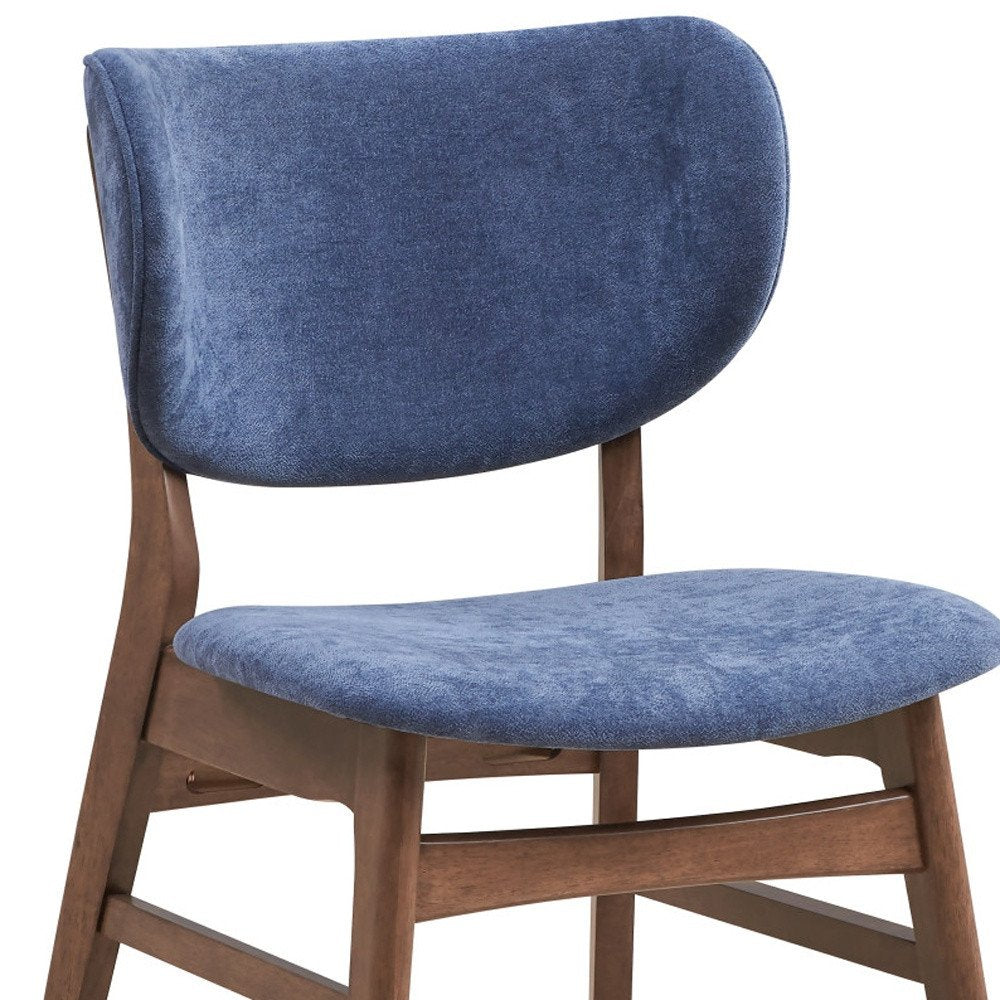 Set of Two Blue and Brown Fabric Open Back Dining Side Chairs HomeRoots