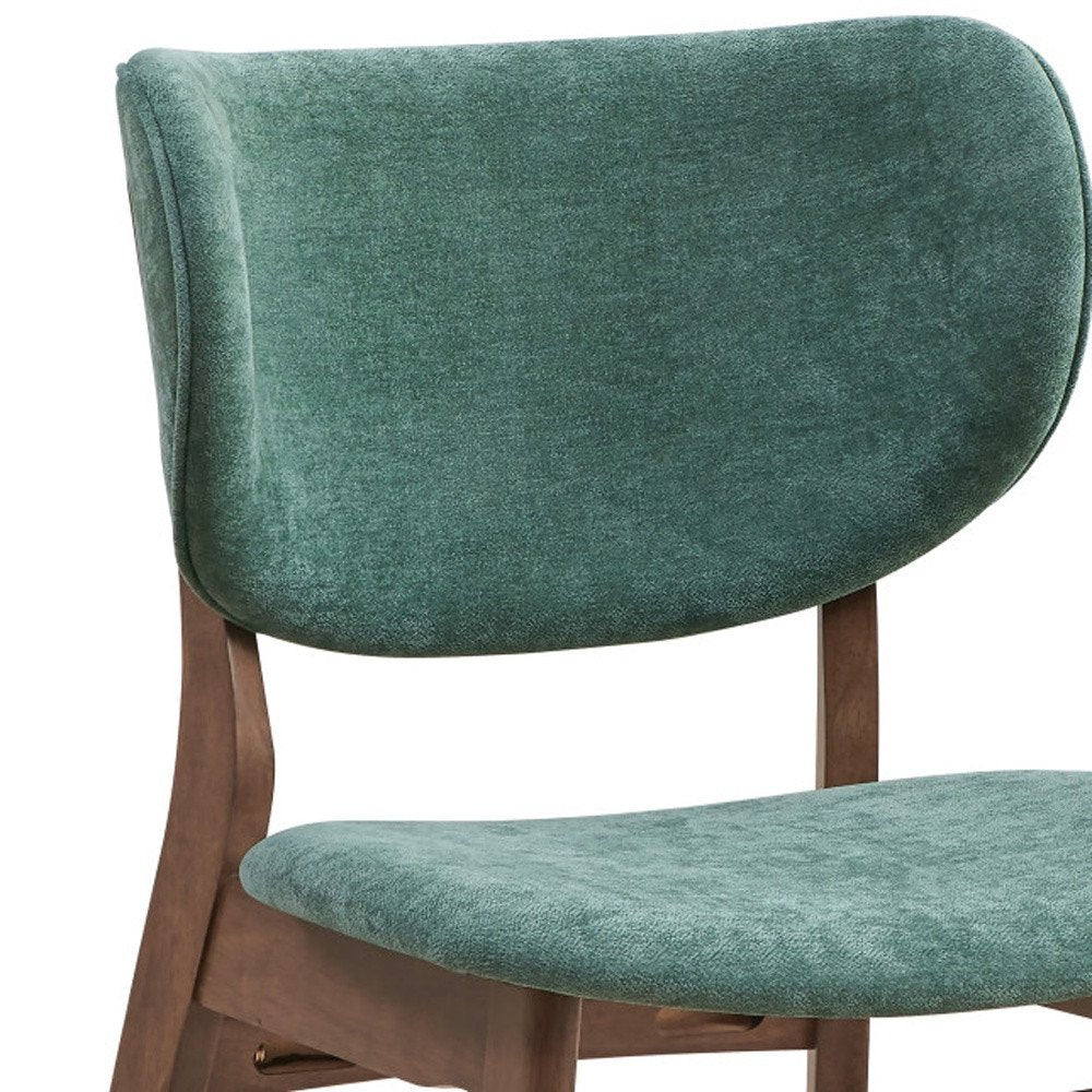Set of Two Green and Brown Fabric Open Back Dining Side Chairs HomeRoots