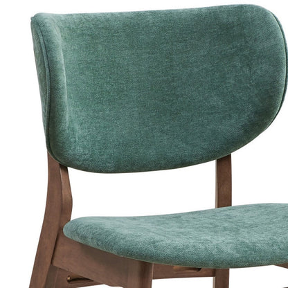 Set of Two Green and Brown Fabric Open Back Dining Side Chairs HomeRoots