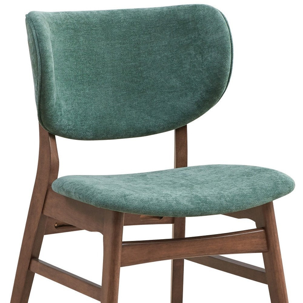 Set of Two Green and Brown Fabric Open Back Dining Side Chairs HomeRoots