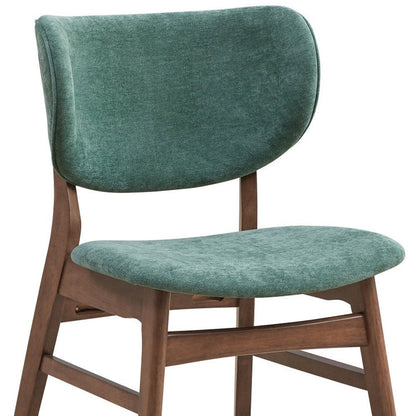 Set of Two Green and Brown Fabric Open Back Dining Side Chairs HomeRoots