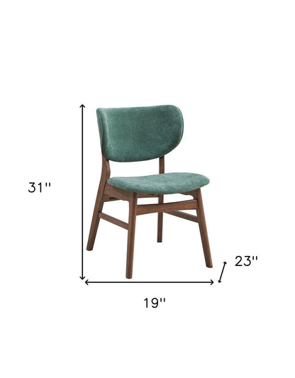 Set of Two Green and Brown Fabric Open Back Dining Side Chairs HomeRoots
