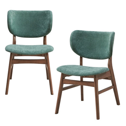 Set of Two Green and Brown Fabric Open Back Dining Side Chairs HomeRoots