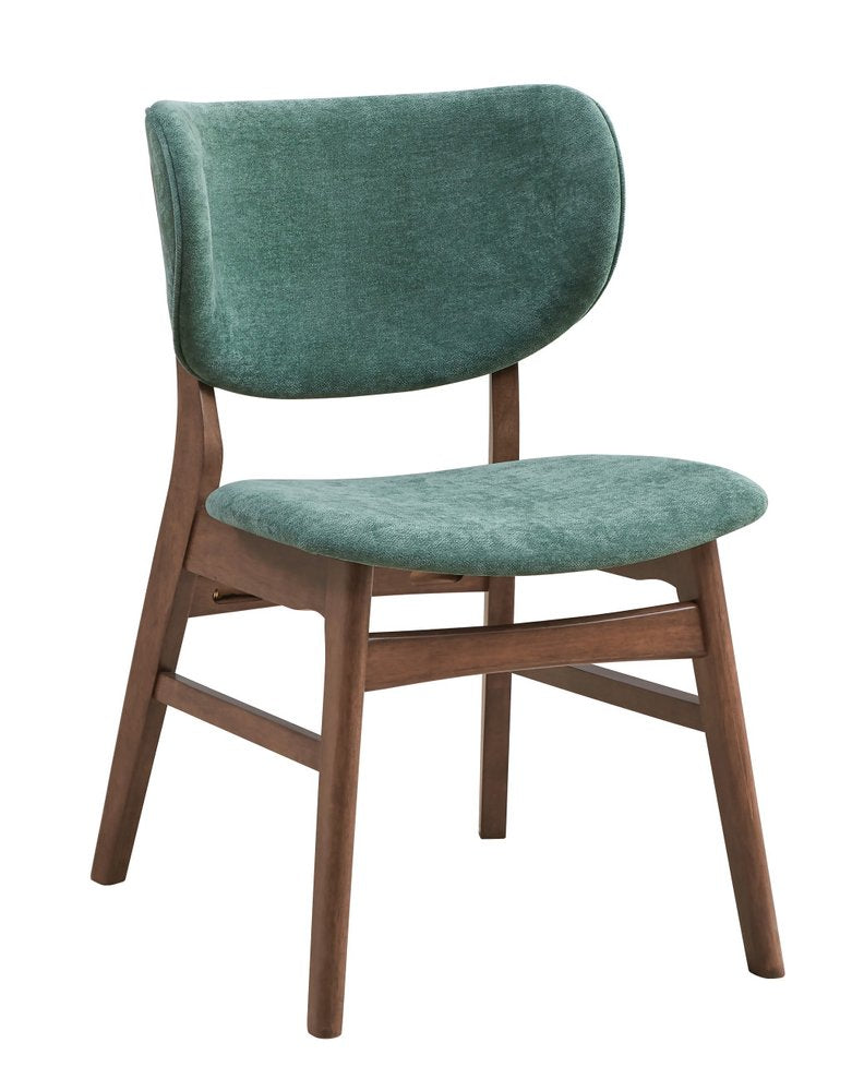 Set of Two Green and Brown Fabric Open Back Dining Side Chairs HomeRoots