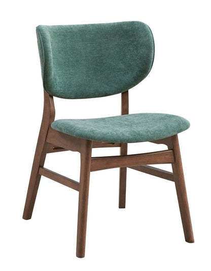 Set of Two Green and Brown Fabric Open Back Dining Side Chairs HomeRoots
