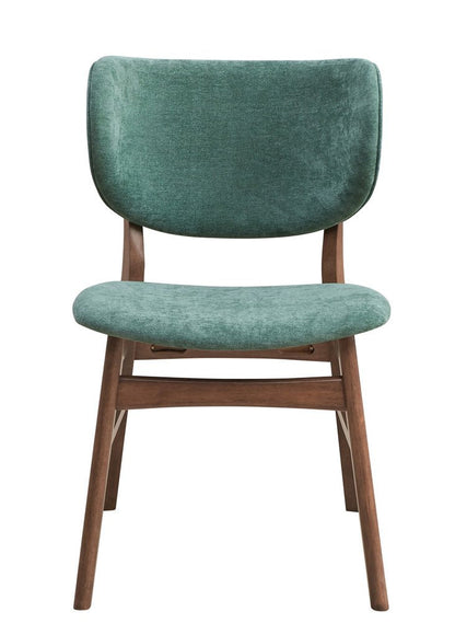 Set of Two Green and Brown Fabric Open Back Dining Side Chairs HomeRoots