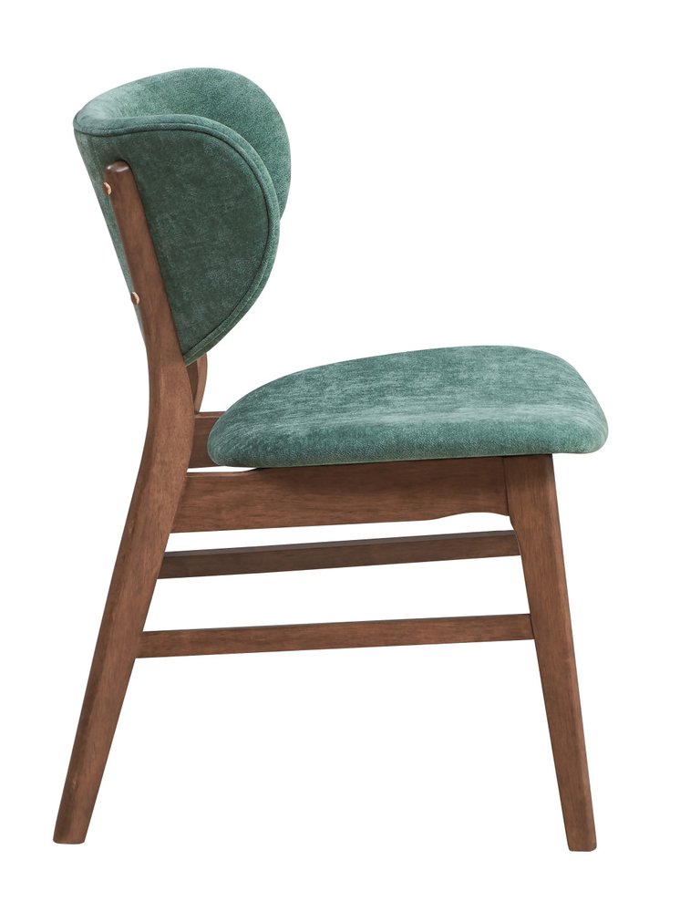 Set of Two Green and Brown Fabric Open Back Dining Side Chairs HomeRoots
