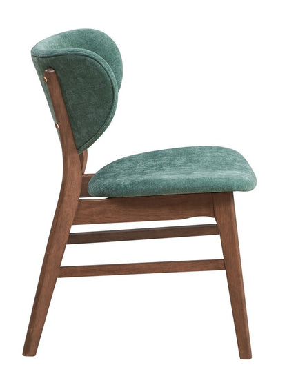 Set of Two Green and Brown Fabric Open Back Dining Side Chairs HomeRoots