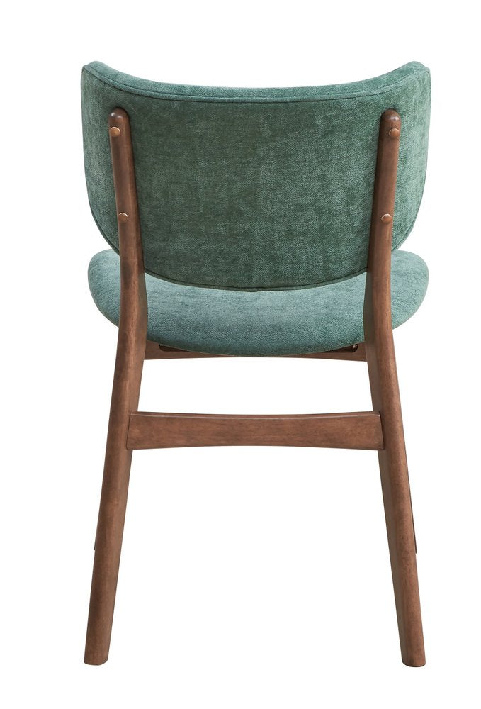 Set of Two Green and Brown Fabric Open Back Dining Side Chairs HomeRoots
