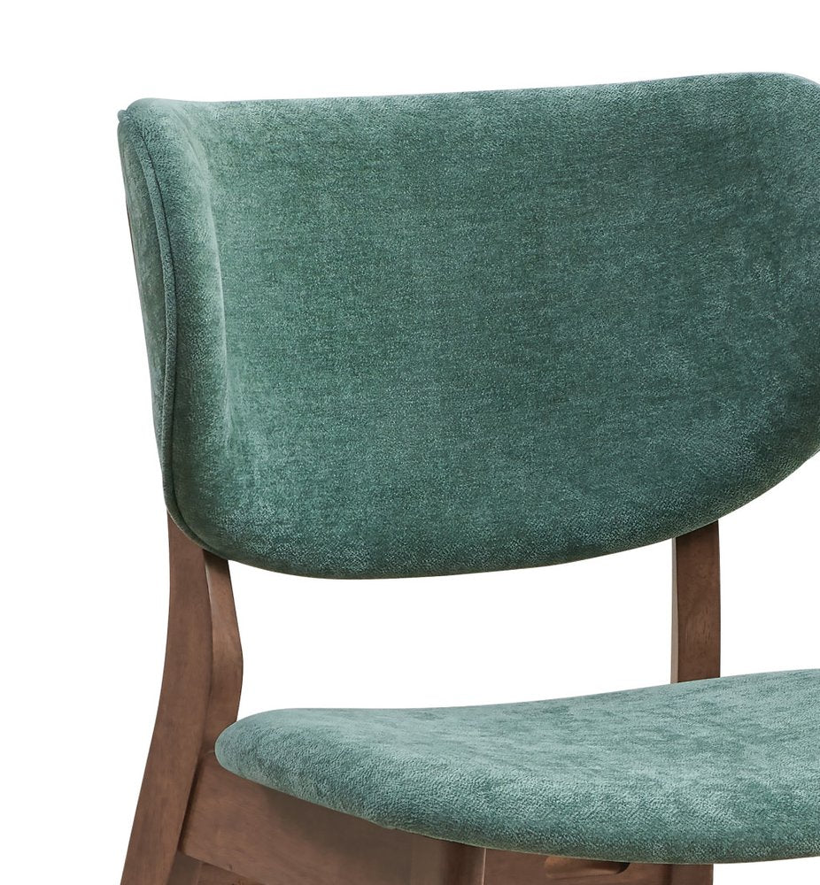 Set of Two Green and Brown Fabric Open Back Dining Side Chairs HomeRoots