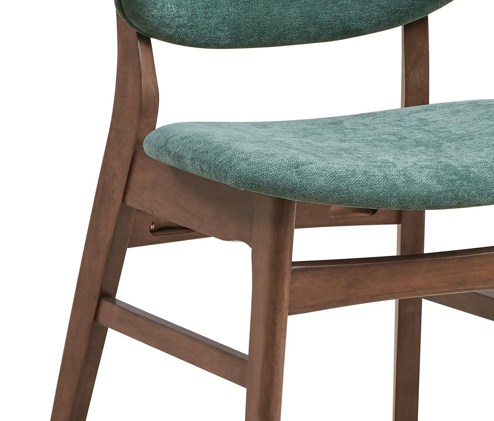 Set of Two Green and Brown Fabric Open Back Dining Side Chairs HomeRoots