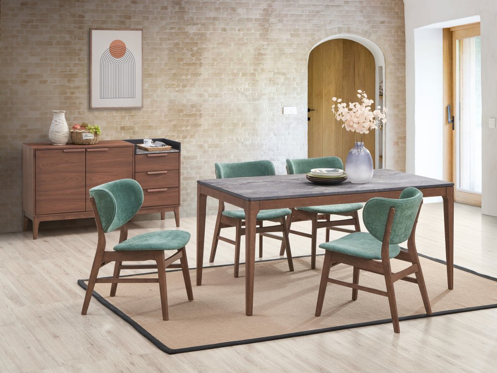Set of Two Green and Brown Fabric Open Back Dining Side Chairs HomeRoots