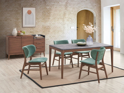 Set of Two Green and Brown Fabric Open Back Dining Side Chairs HomeRoots