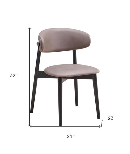 Set of Two Gray and Black Fabric Open Back Dining Side Chairs HomeRoots
