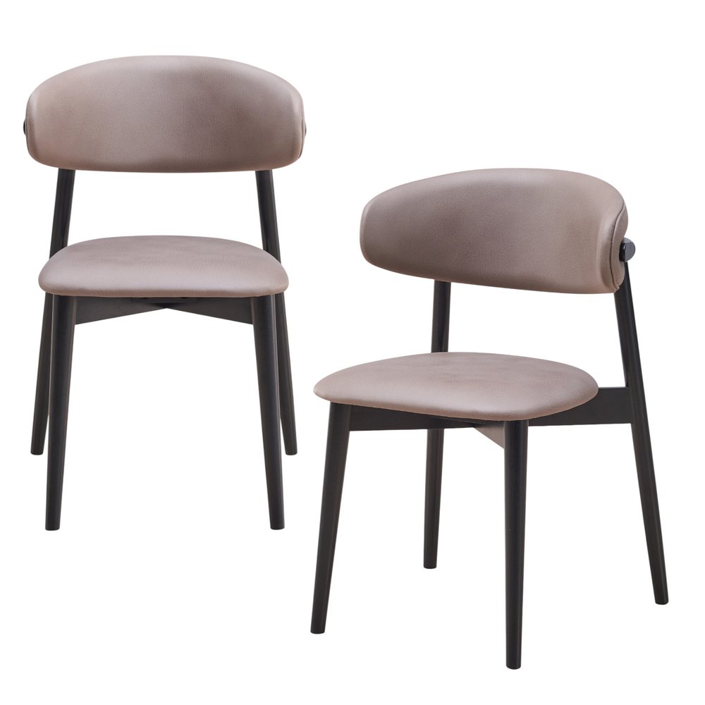 Set of Two Gray and Black Fabric Open Back Dining Side Chairs HomeRoots