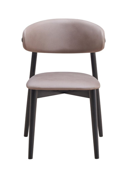 Set of Two Gray and Black Fabric Open Back Dining Side Chairs HomeRoots