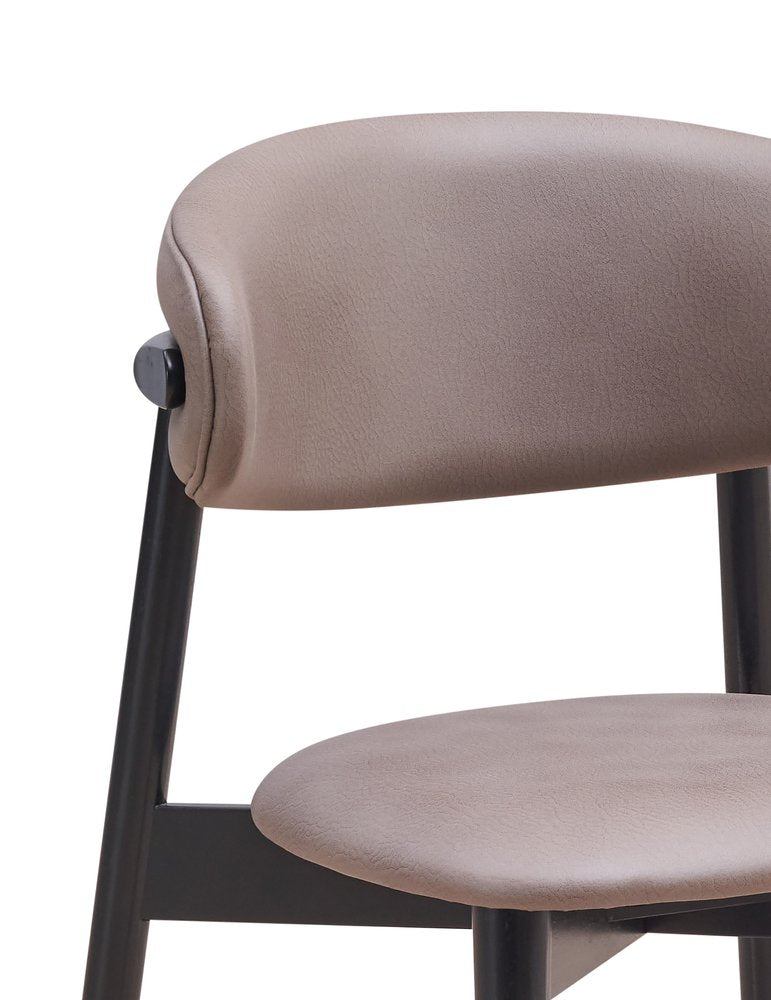 Set of Two Gray and Black Fabric Open Back Dining Side Chairs HomeRoots