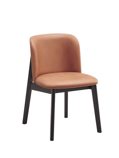 Set of Two Camel and Black Fabric Wing Back Dining Side Chairs HomeRoots