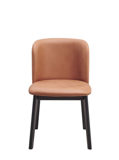 Set of Two Camel and Black Fabric Wing Back Dining Side Chairs HomeRoots