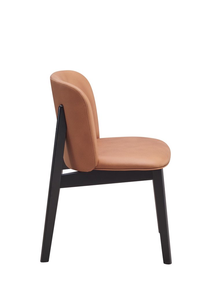 Set of Two Camel and Black Fabric Wing Back Dining Side Chairs HomeRoots