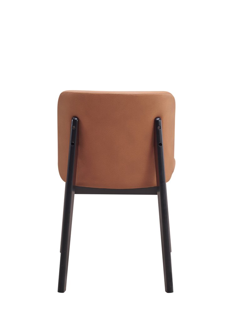 Set of Two Camel and Black Fabric Wing Back Dining Side Chairs HomeRoots