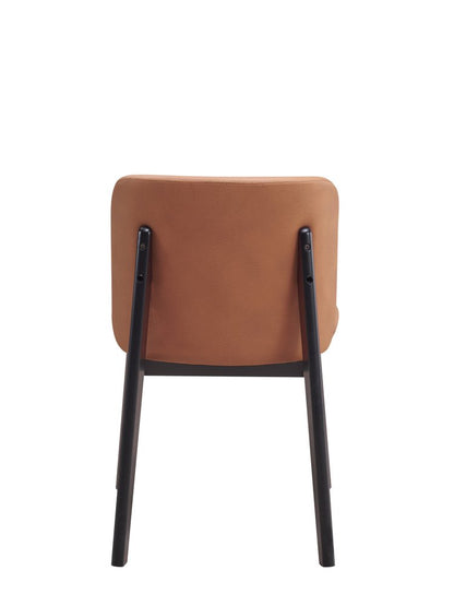 Set of Two Camel and Black Fabric Wing Back Dining Side Chairs HomeRoots