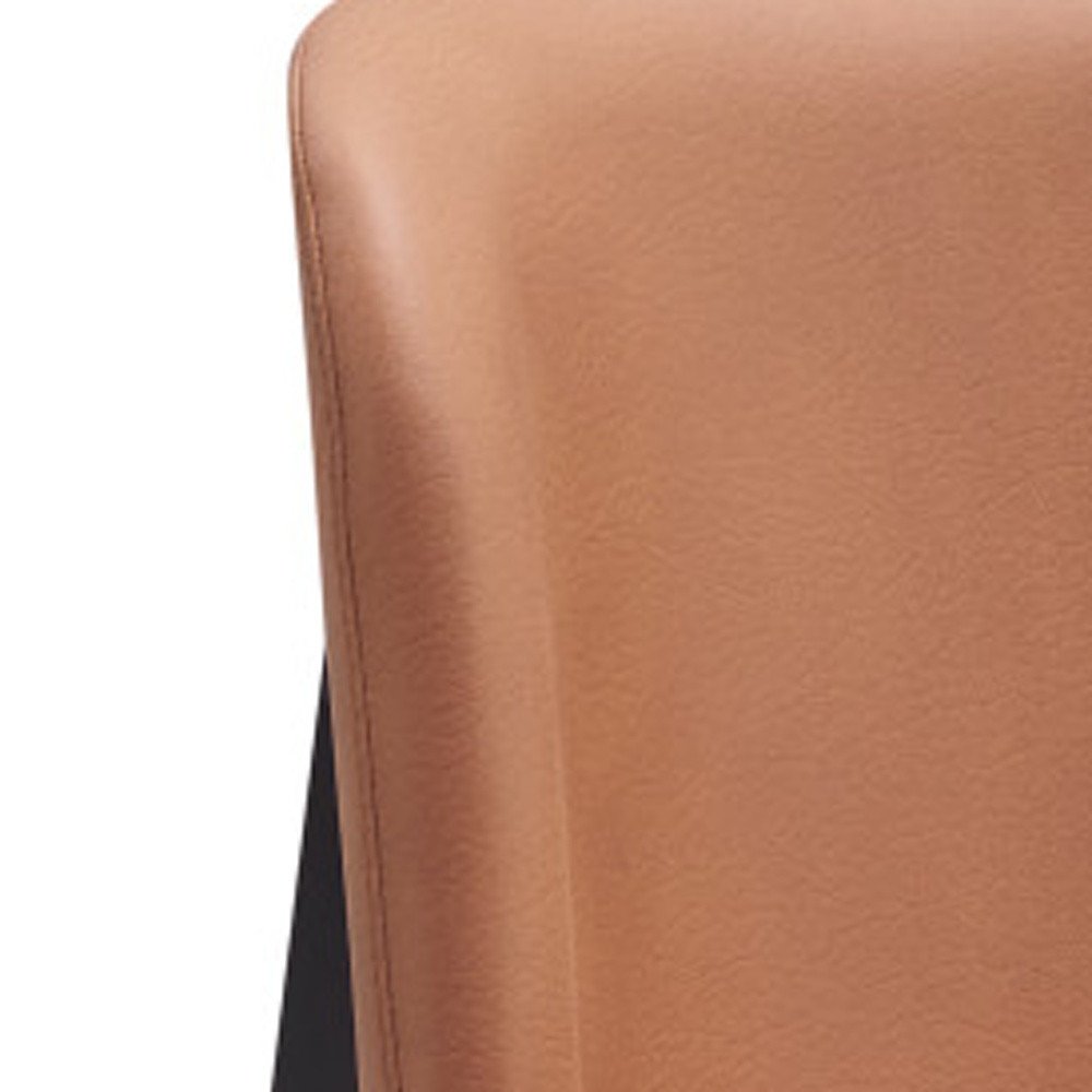 Set of Two Camel and Black Fabric Wing Back Dining Side Chairs HomeRoots