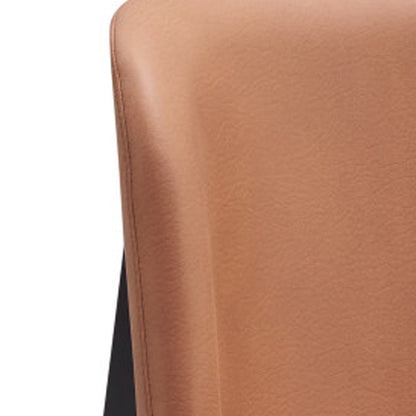 Set of Two Camel and Black Fabric Wing Back Dining Side Chairs HomeRoots